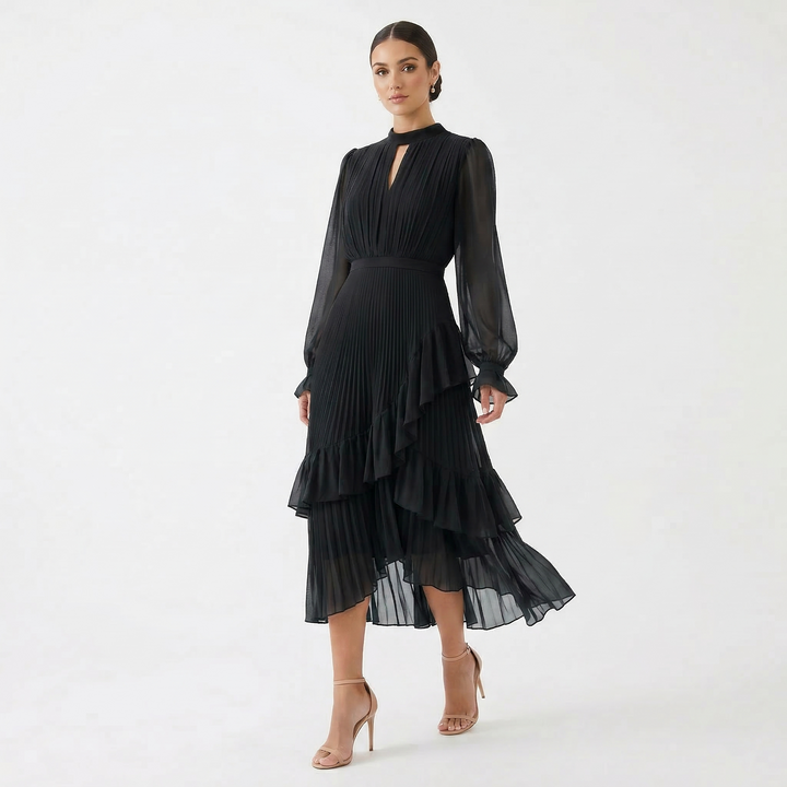Melanie - Pleated Dress with Flowing Wide Sleeves
