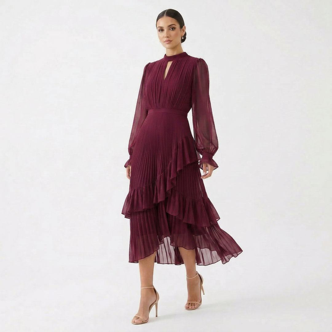 Melanie - Pleated Dress with Flowing Wide Sleeves