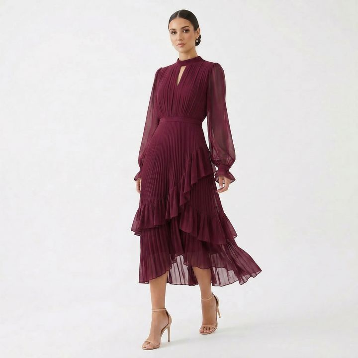 Melanie - Pleated Dress with Flowing Wide Sleeves