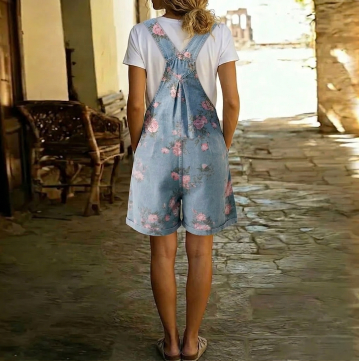 Joana - Floral Print Denim Jumpsuit