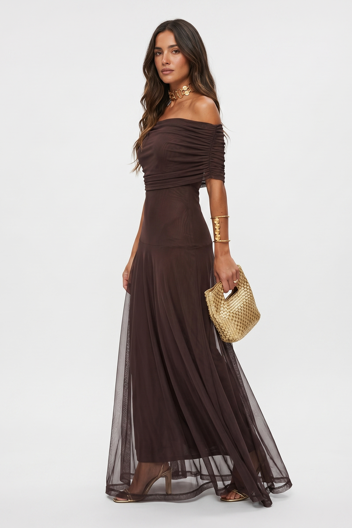 Sofia | Off-Shoulder Maxi Dress with Elegant Draping