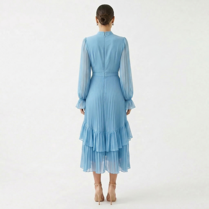 Melanie - Pleated Dress with Flowing Wide Sleeves