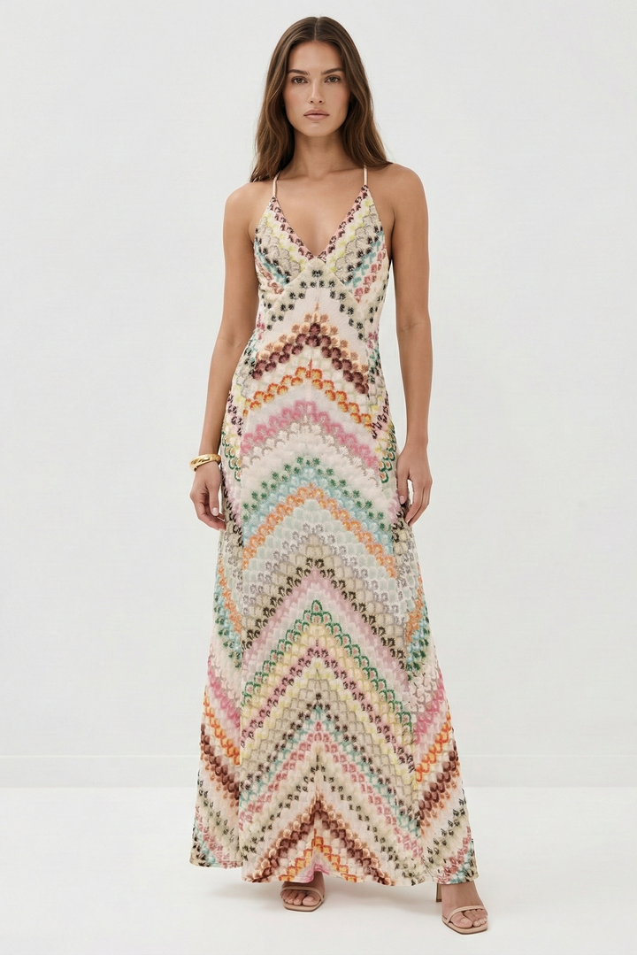 Adrianka | Textured Striped Maxi Dress