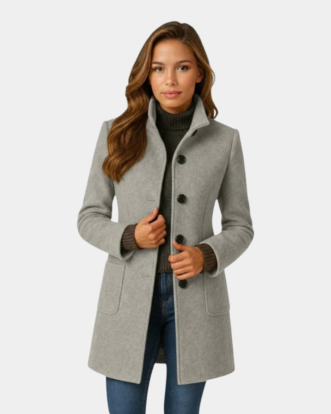 Chic Tailored Coat with Stand-Up Collar