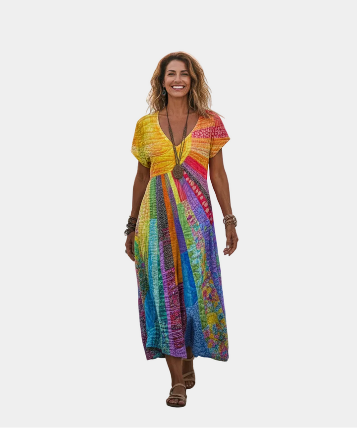 Nefeli - Boho Chic Sun-Patterned Dress