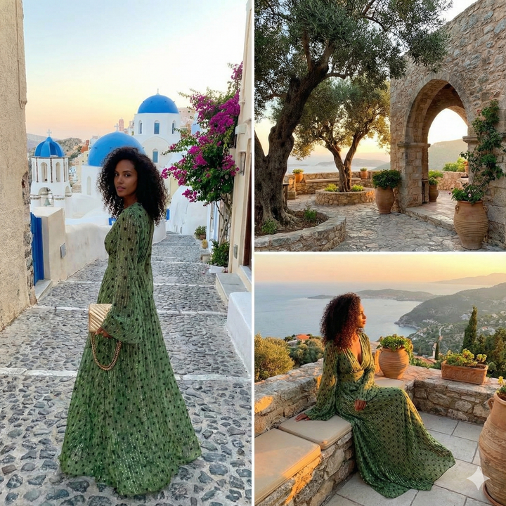 Women's Long Beach Dress with Long Sleeves