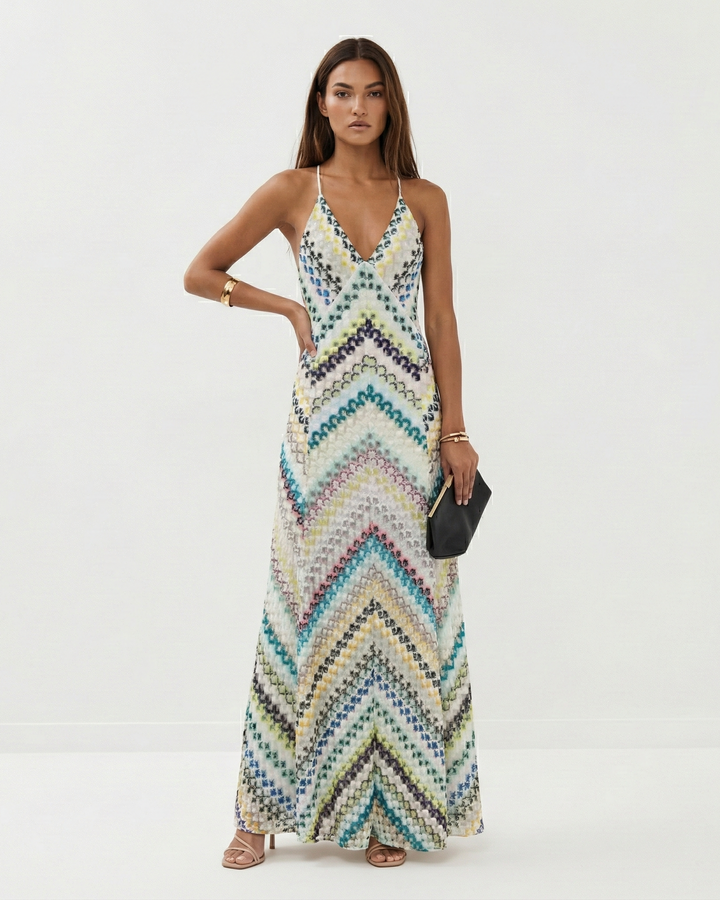 Adrianka | Textured Striped Maxi Dress