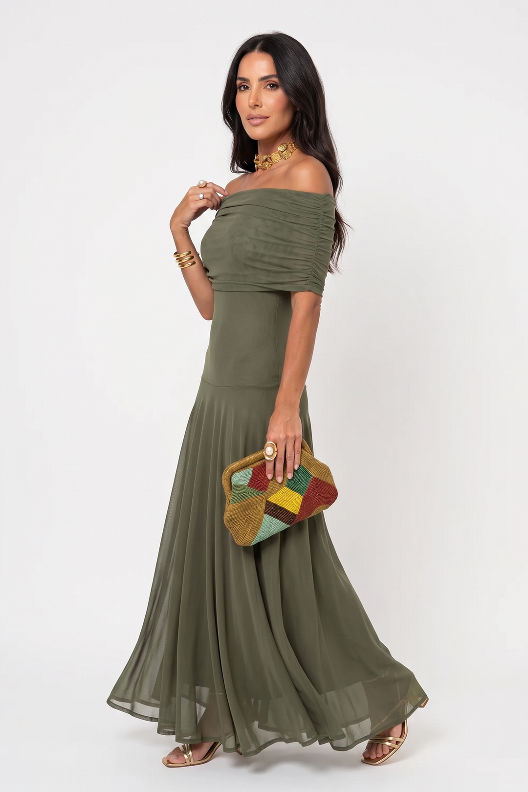 Sofia | Off-Shoulder Maxi Dress with Elegant Draping