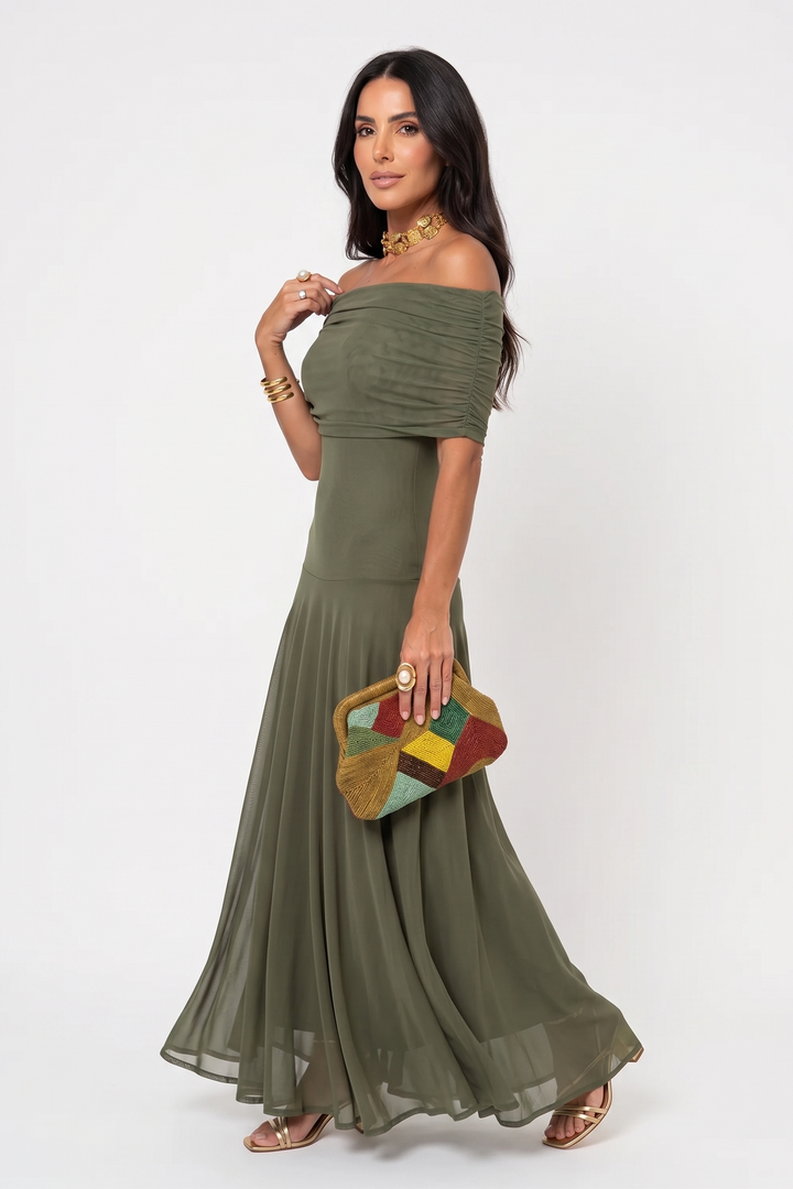 Sofia | Off-Shoulder Maxi Dress with Elegant Draping
