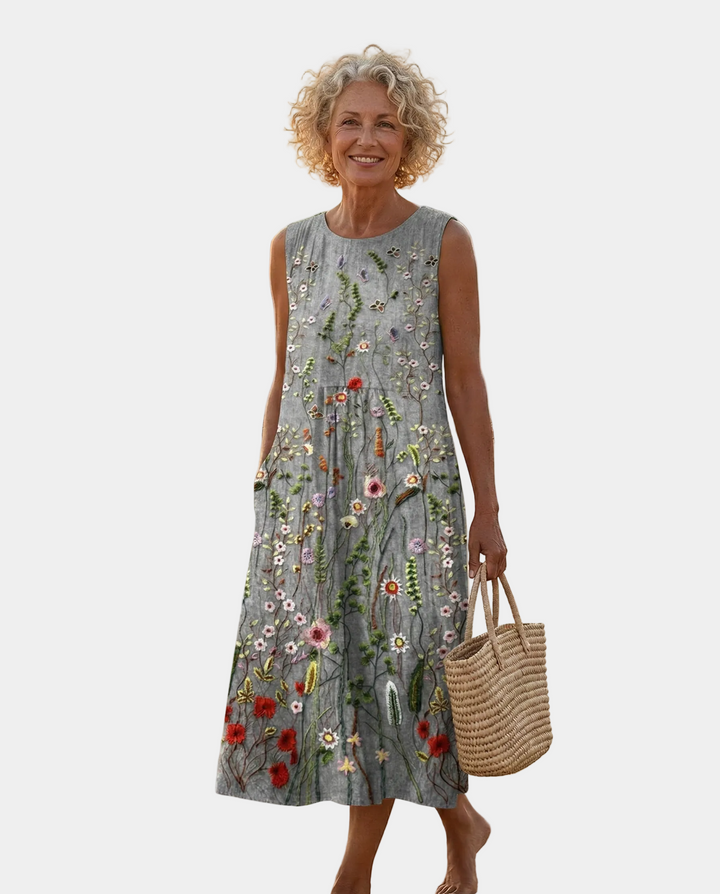 Thalia Midi Dress in Wildflower Print
