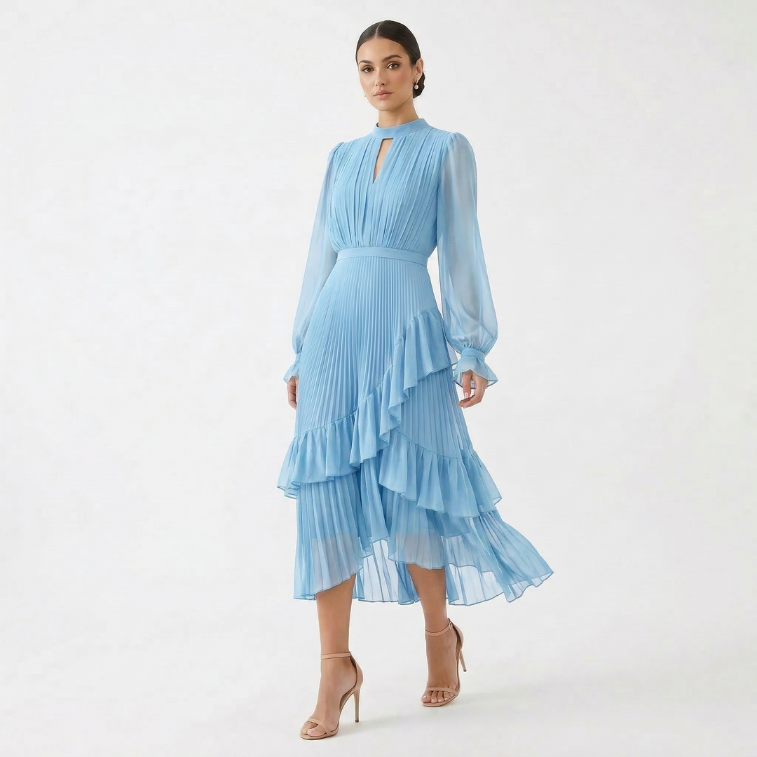 Melanie - Pleated Dress with Flowing Wide Sleeves