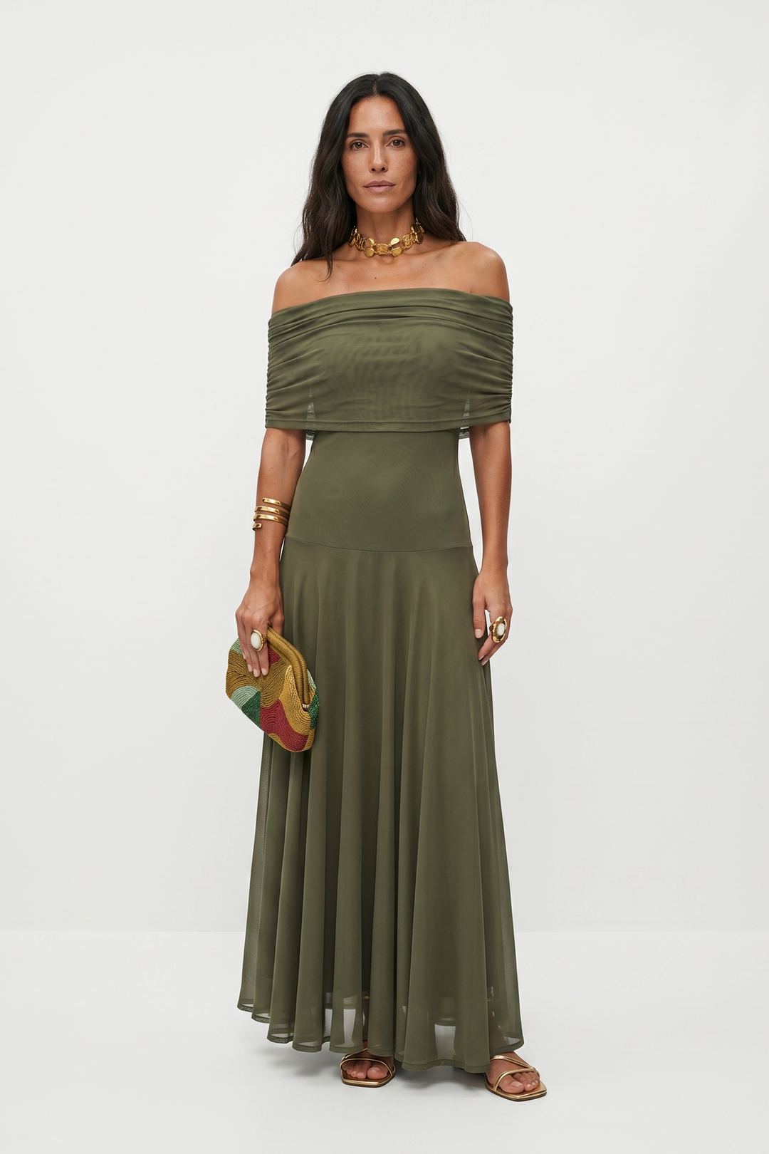 Sofia | Off-Shoulder Maxi Dress with Elegant Draping