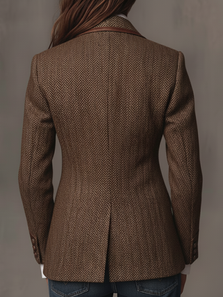 Hollis Chevron Patterned Blazer with Panel Detail