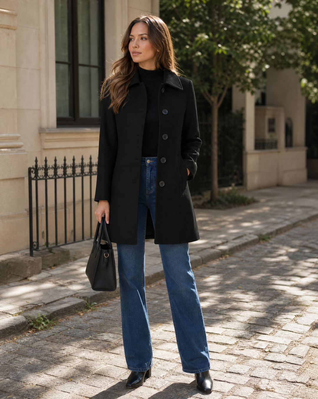 Stylish Women's Winter Trench Coat Featuring a Statement Button