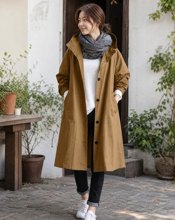 Women's Hooded Long Trench Coat