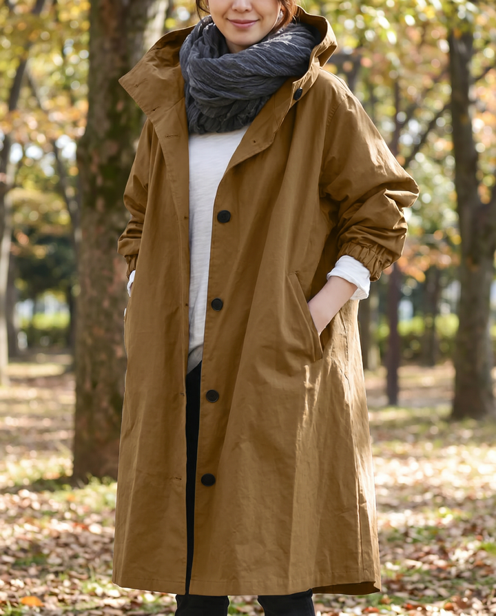 Women's Hooded Long Trench Coat