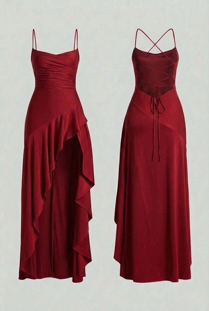 Tereza | Asymmetrical Hem Red Maxi Dress