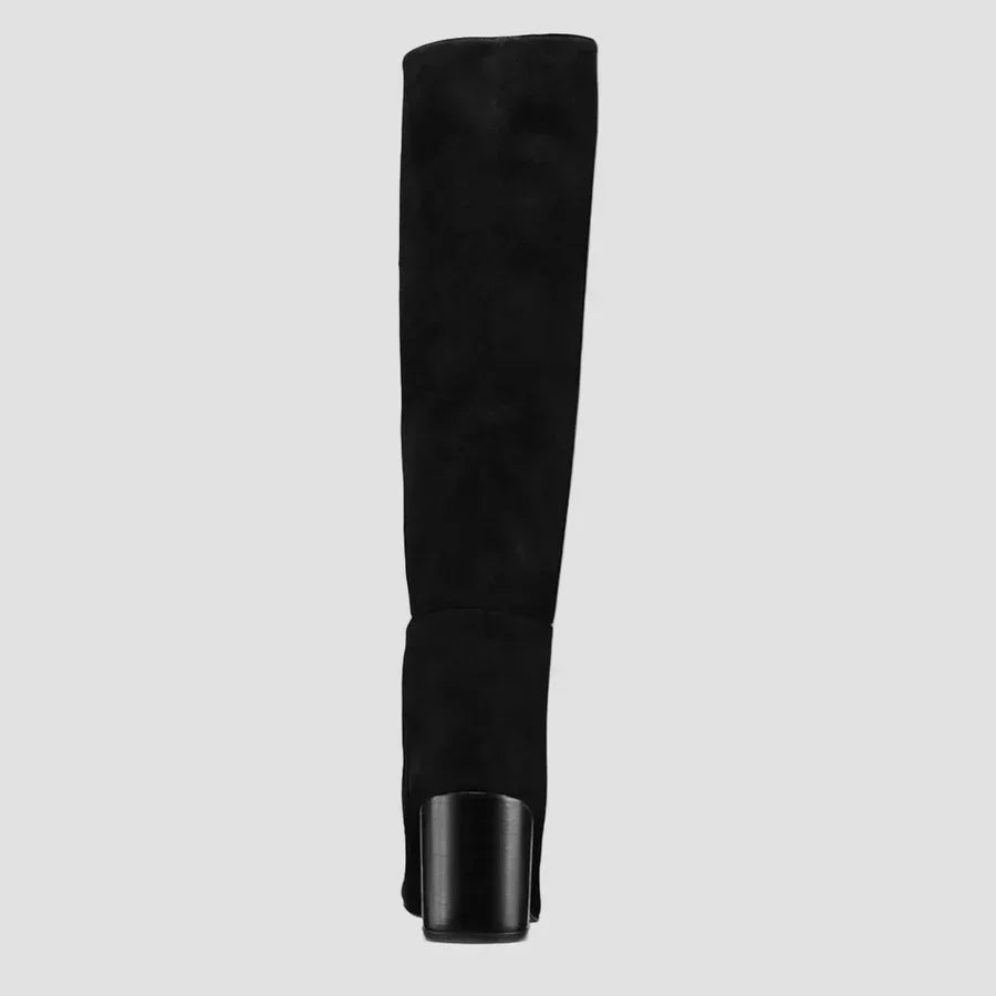 Anastasia - Black Knee-High Boots with Chunky Heel