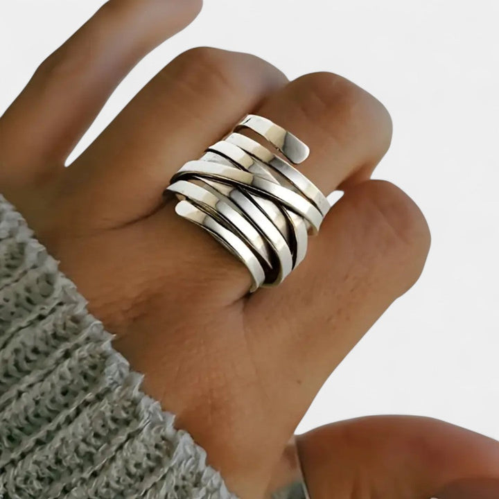 Irini - Retro Thick Gold-Plated Silver Ring