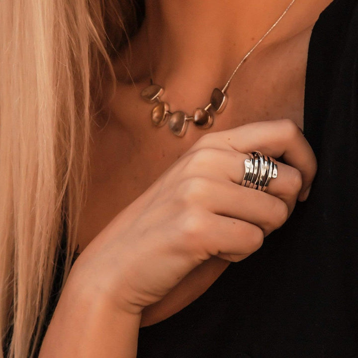 Irini - Retro Thick Gold-Plated Silver Ring