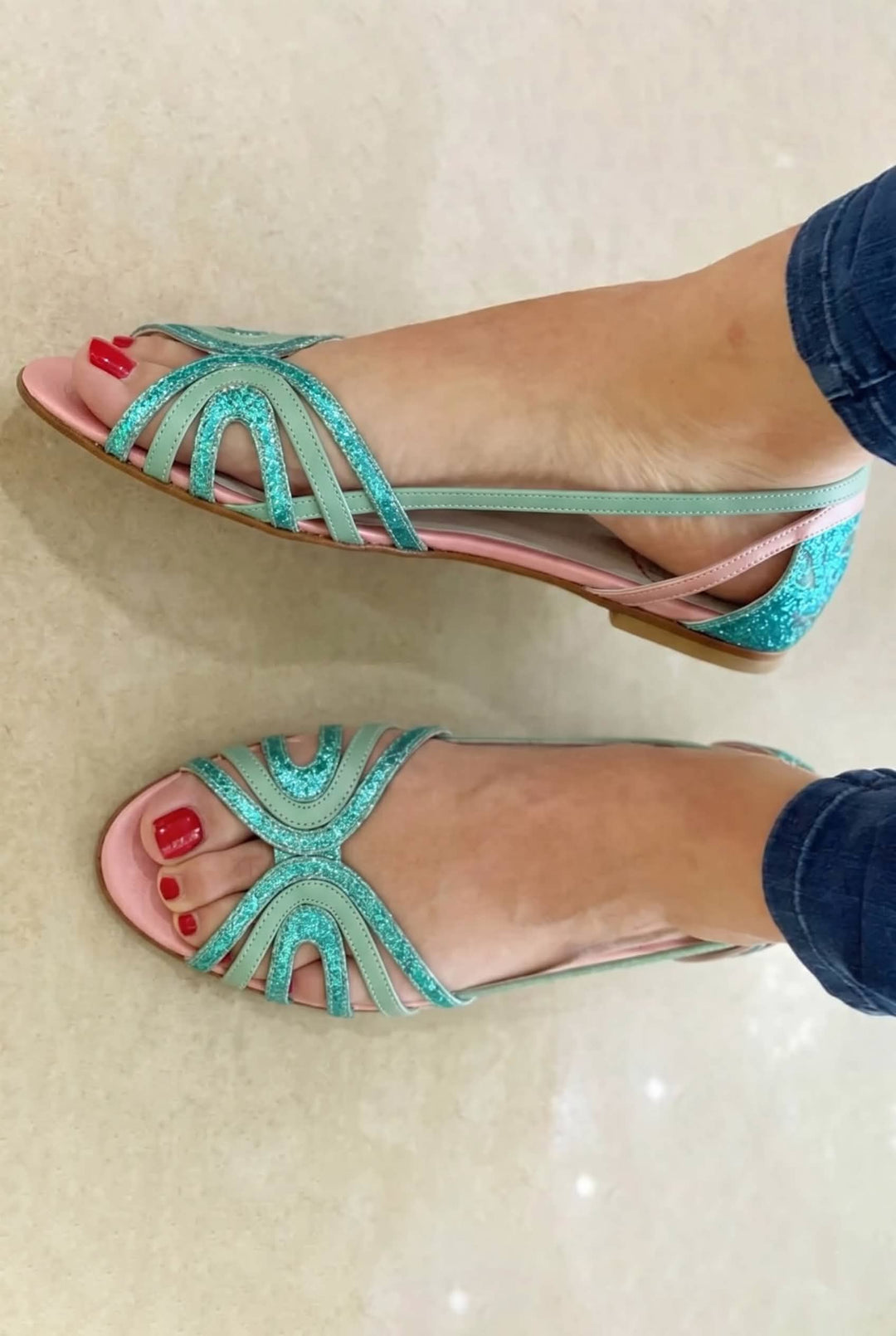 Belarmina - Shimmering Peep Toe Sandals