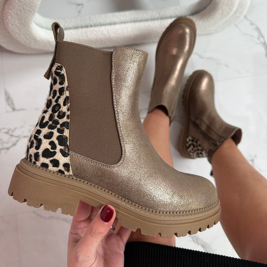 Leopard Print Tan Chelsea Boots