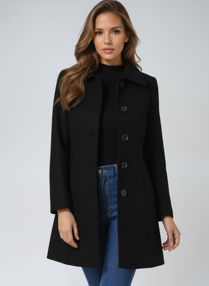 Stylish Women's Winter Trench Coat Featuring a Statement Button