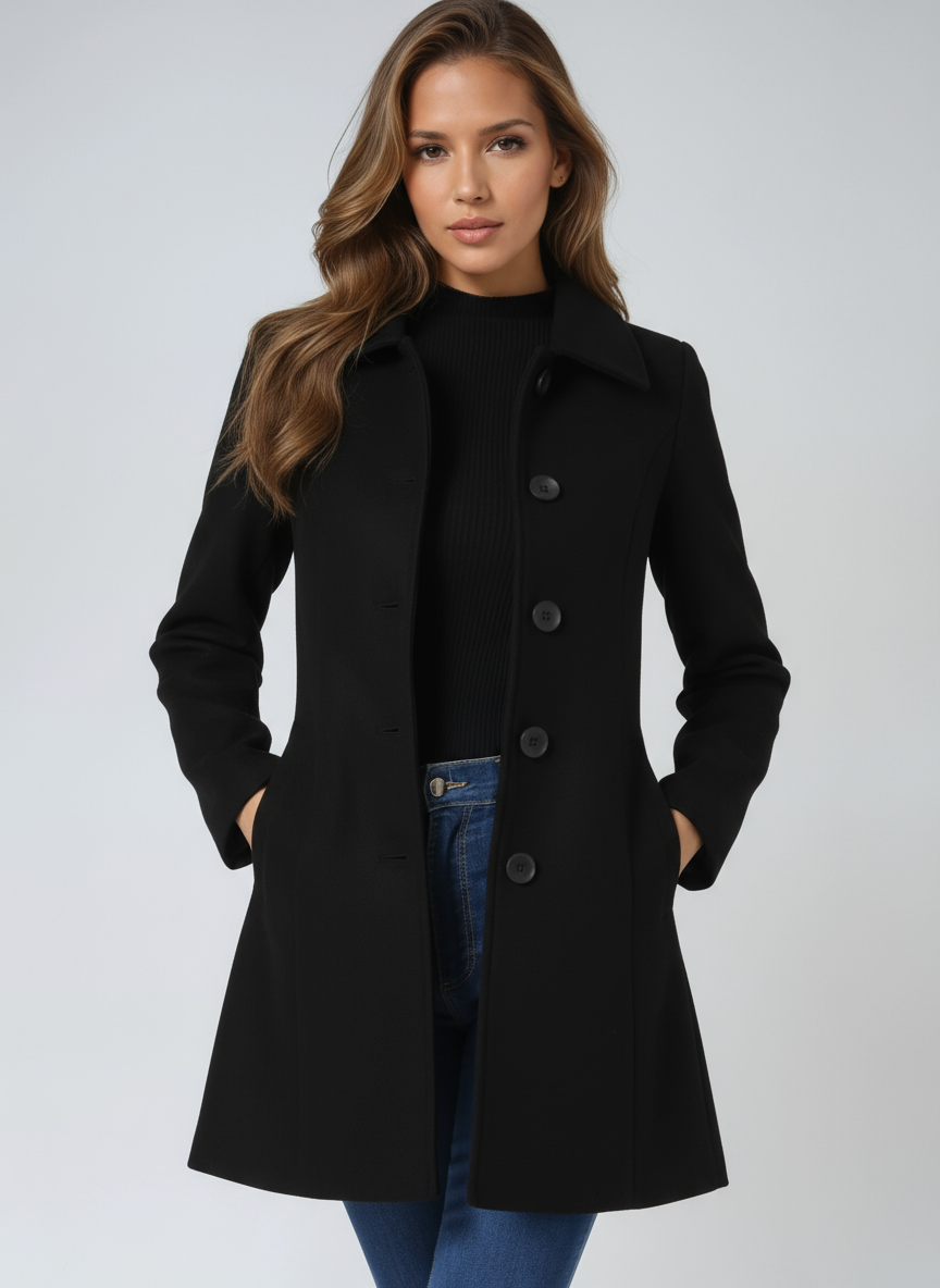 Stylish Women's Winter Trench Coat Featuring a Statement Button