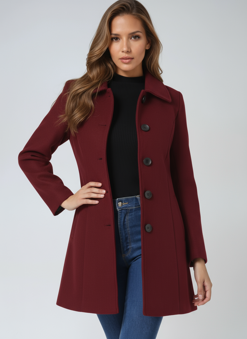 Stylish Women's Winter Trench Coat Featuring a Statement Button