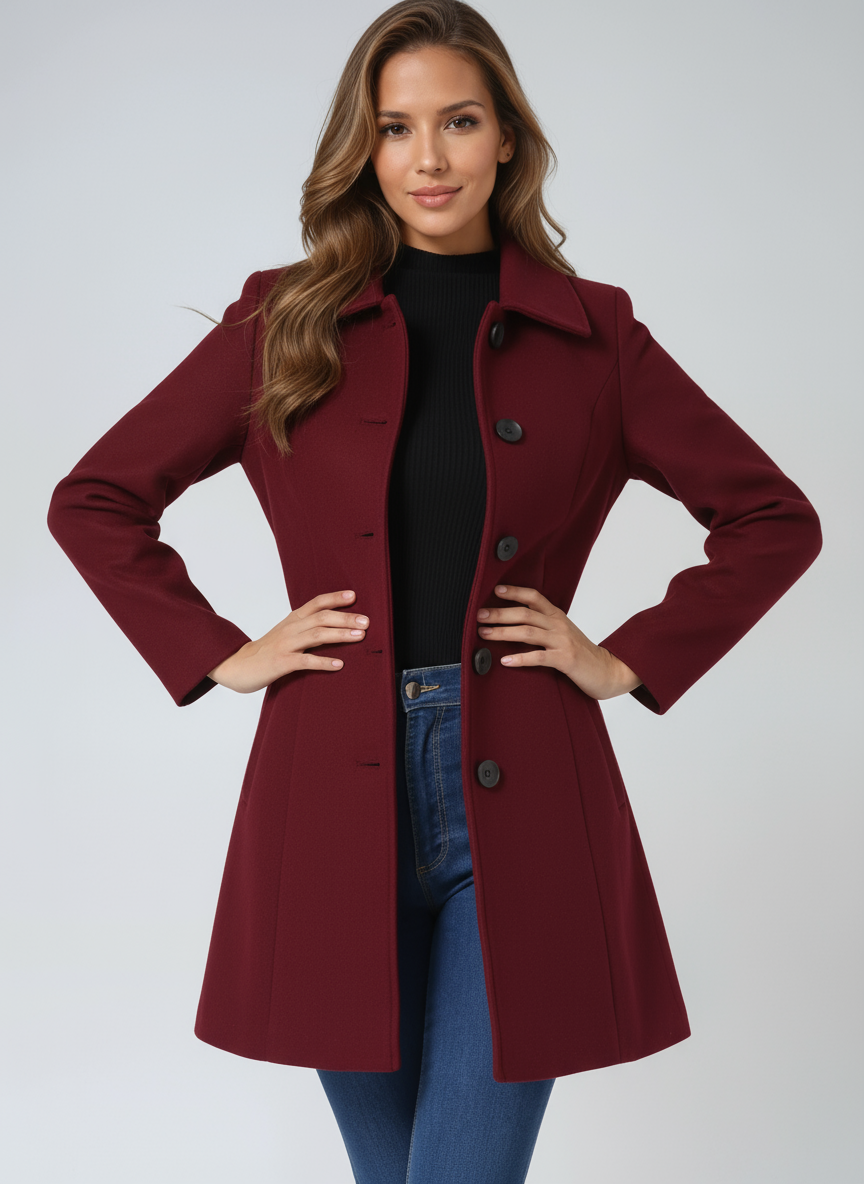 Stylish Women's Winter Trench Coat Featuring a Statement Button