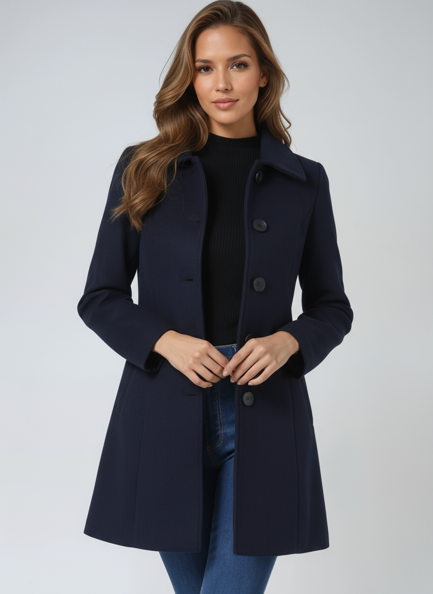 Stylish Women's Winter Trench Coat Featuring a Statement Button