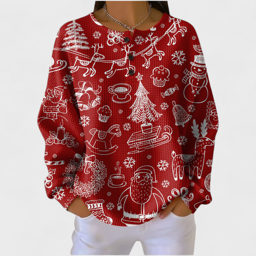 Women's Red Hoodie with Pattern