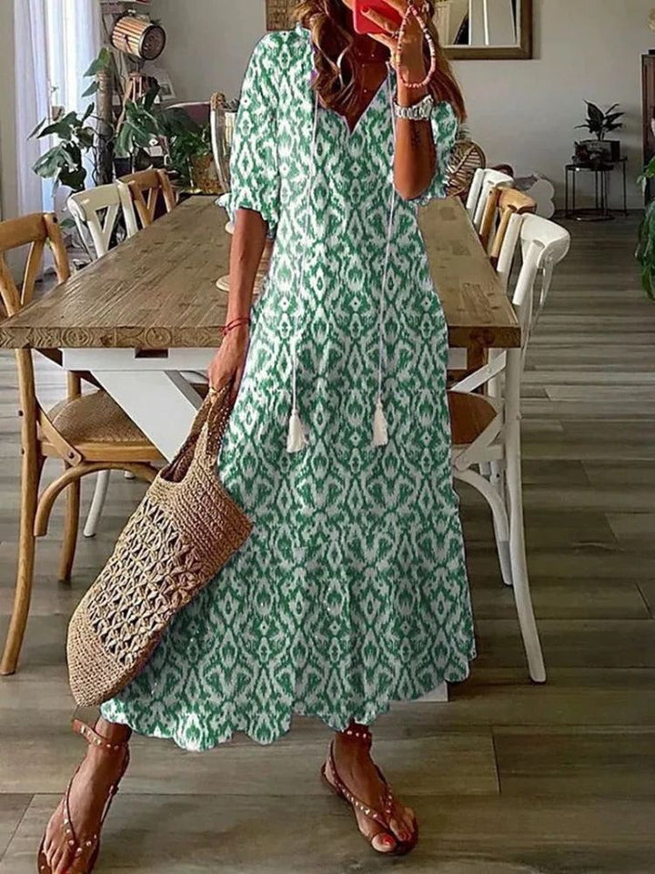 Kleoniki - Floral Elegant Velvet Maxi Dress