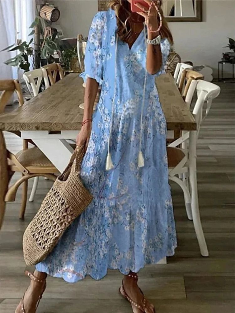 Kleoniki - Floral Elegant Velvet Maxi Dress