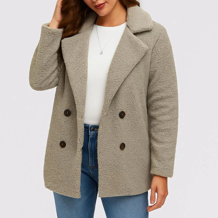 Double-Breasted Short Polyester Coat