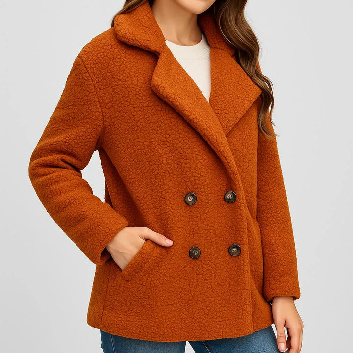 Double-Breasted Short Polyester Coat