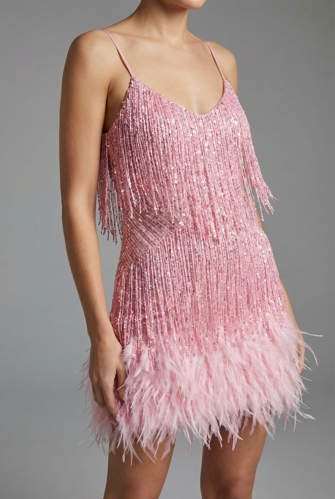 Ursula | Feather-Trimmed Sparkling Mini Dress