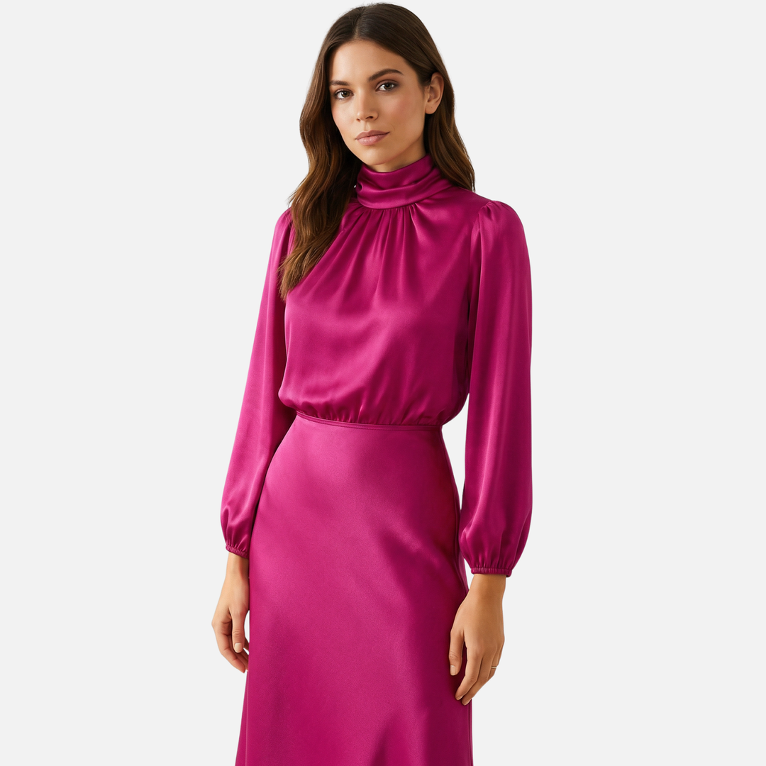 Kornélia | Long Sleeve High-Waist Midi Dress