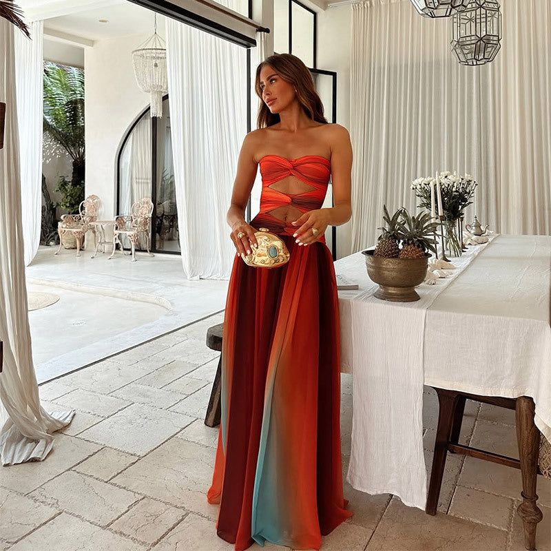 Maxi Sleeveless Dress with Front Knot