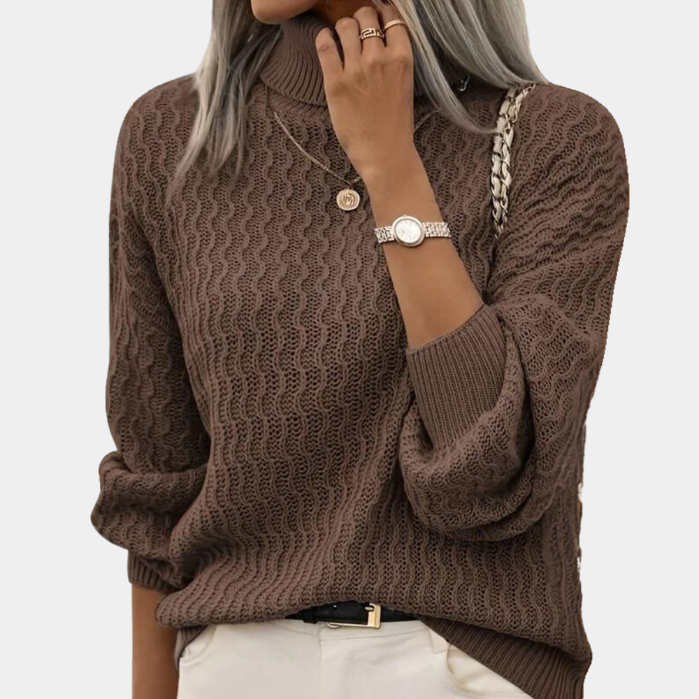 Louisa – Women's Winter Textured Sweater with High Neck