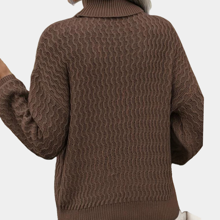 Louisa – Women's Winter Textured Sweater with High Neck