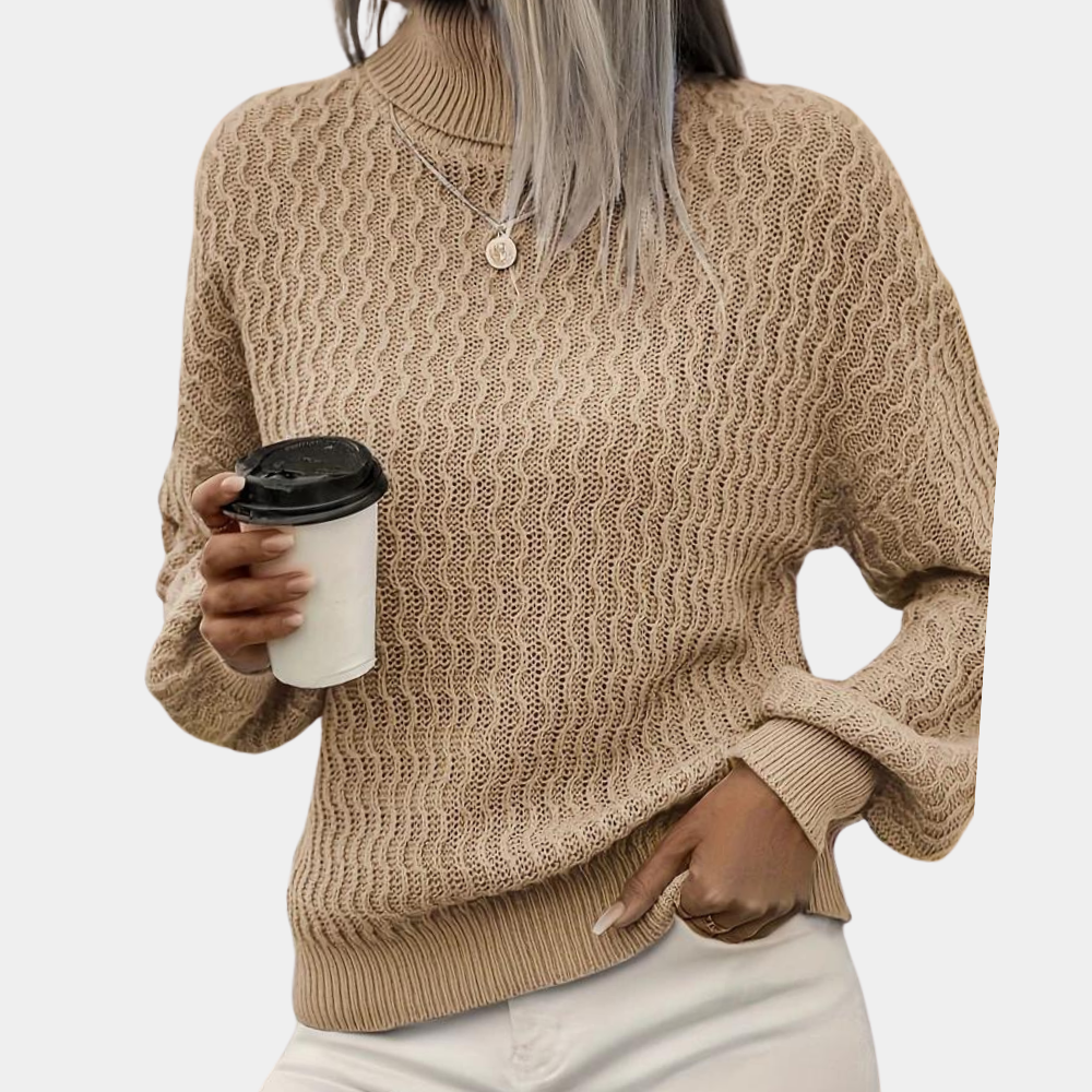 Louisa – Women's Winter Textured Sweater with High Neck