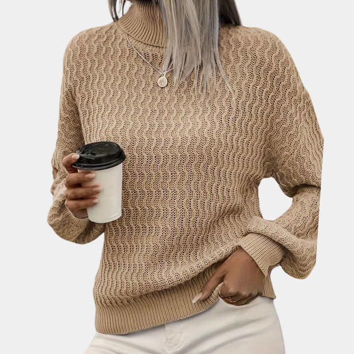 Louisa – Women's Winter Textured Sweater with High Neck