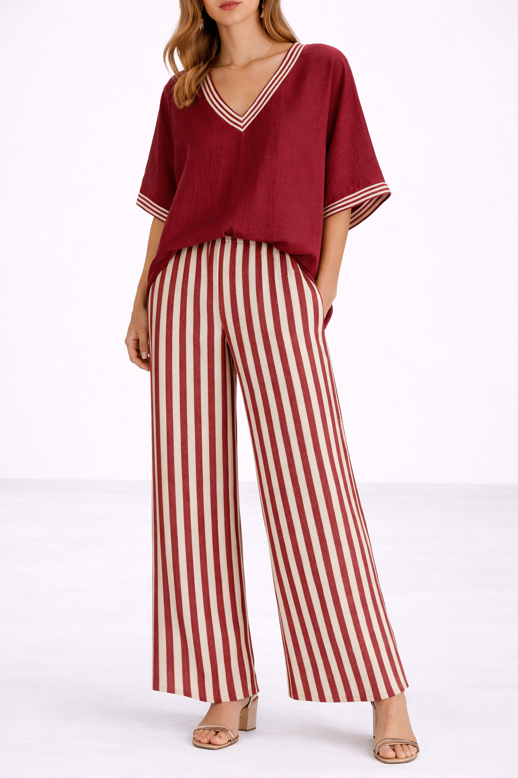 Lujza | Striped Linen-Style Set
