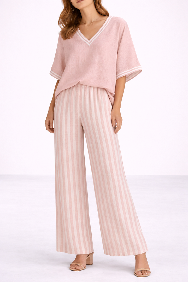 Lujza | Striped Linen-Style Set