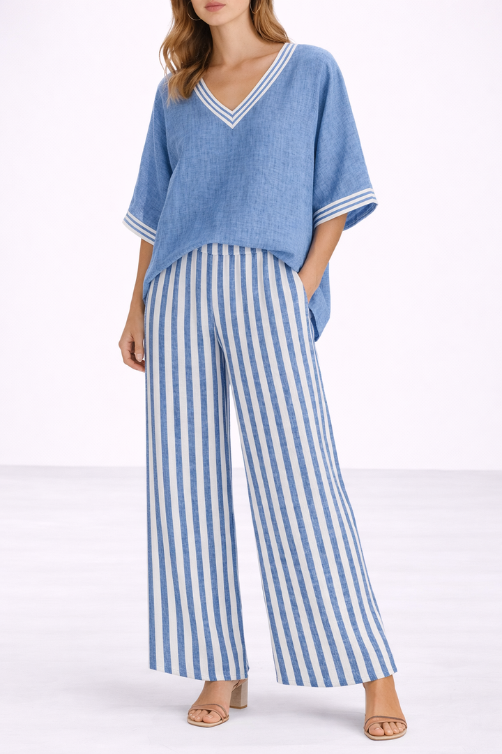 Lujza | Striped Linen-Style Set