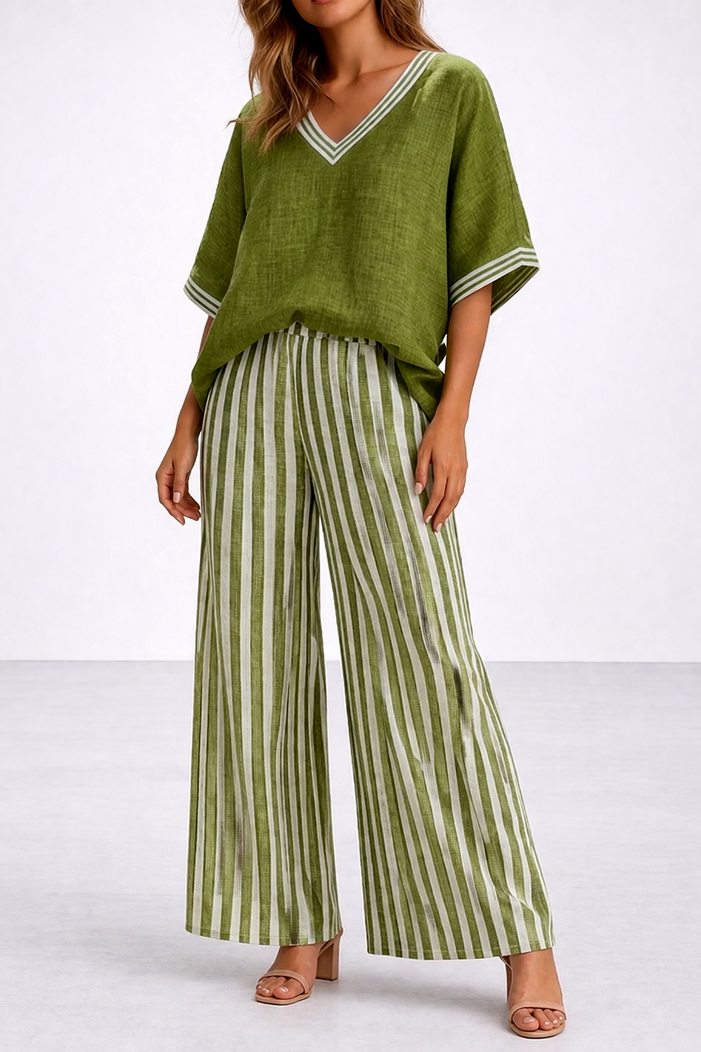 Lujza | Striped Linen-Style Set