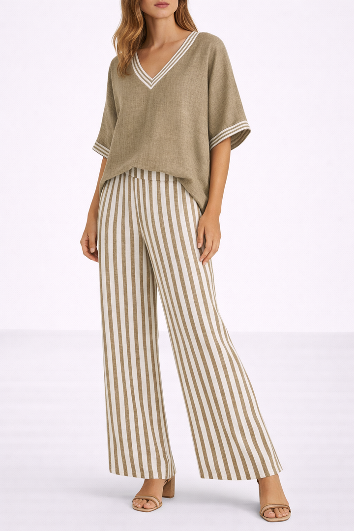 Lujza | Striped Linen-Style Set
