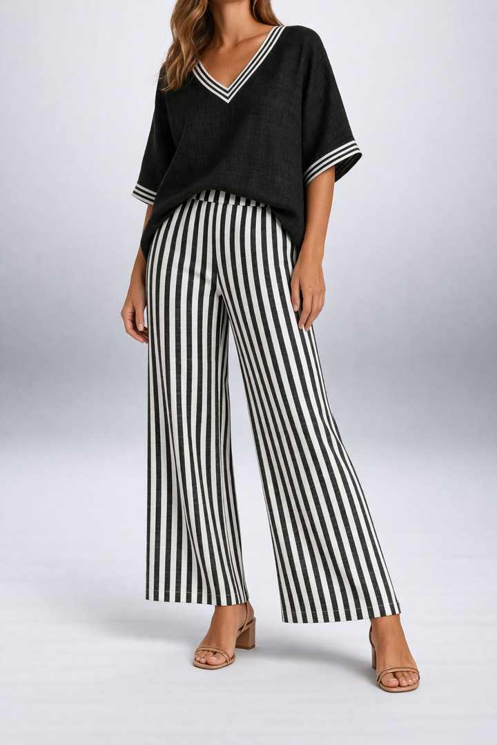 Lujza | Striped Linen-Style Set