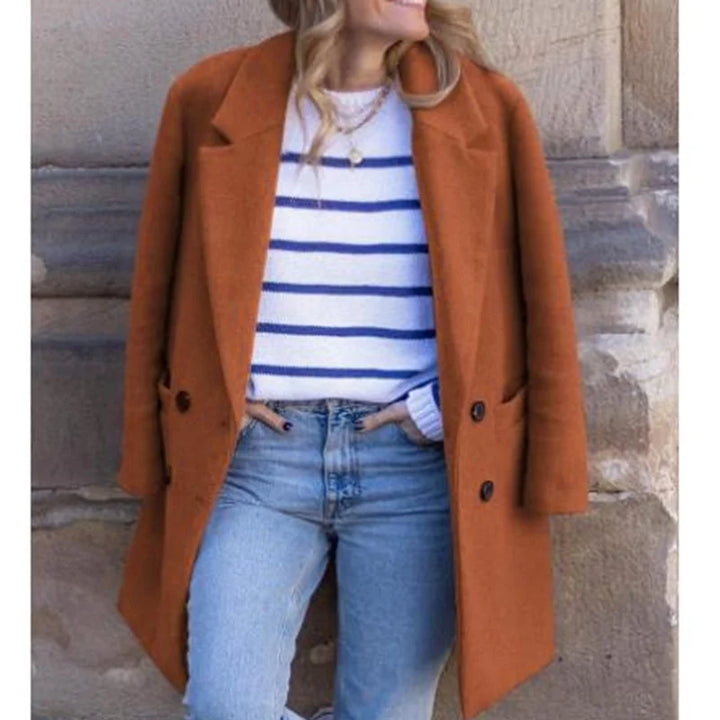 Double Button Quilted Wool Blend Jacket – Cozy Winter Coat